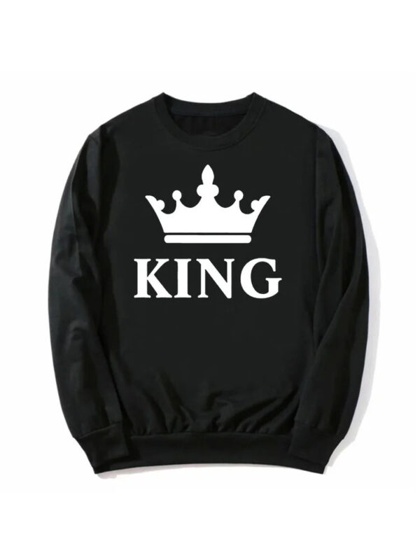 New Style King Queen Crown Printed Couple Hoodies - Image 19