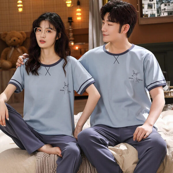 Short Sleeve Pajamas Cartoon Couple Suit - Image 4