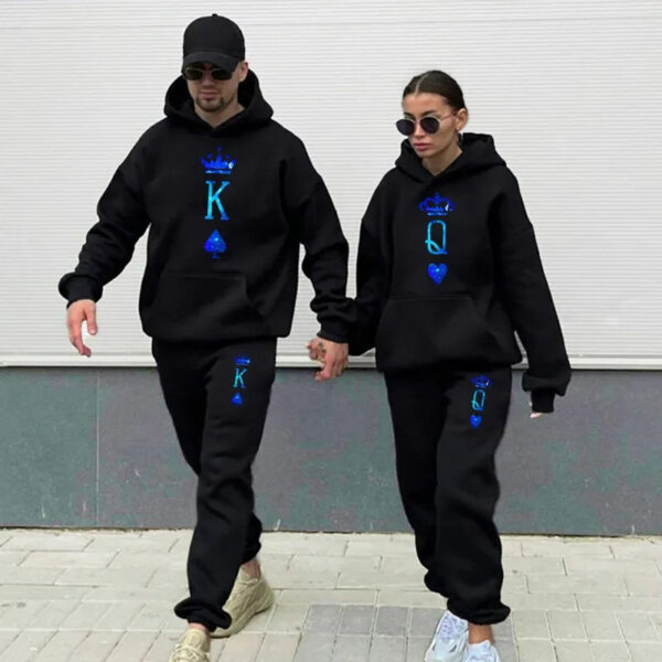 Fashionable Couple King Queen Printed Hoodies