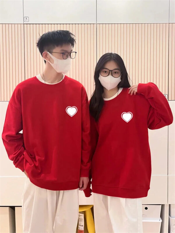 Love Heart Printed Couple Sweatshirts - Image 3