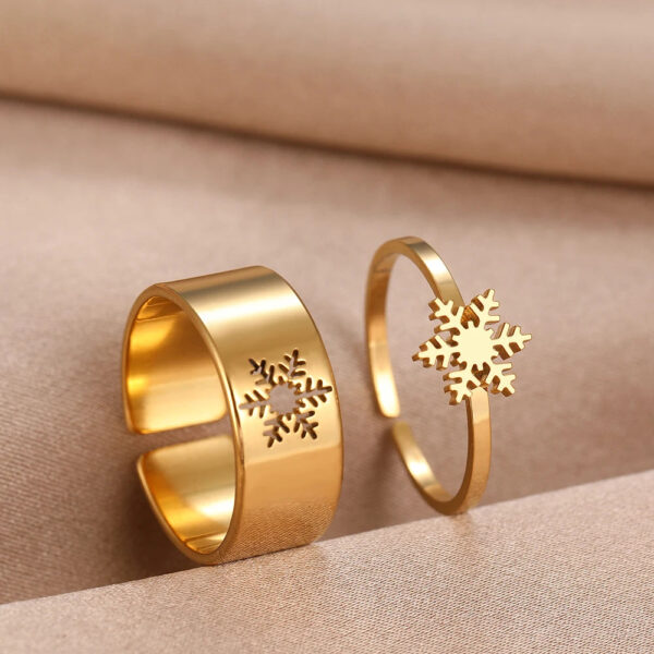 Stylish Snowflake Adjustable Couple Ring