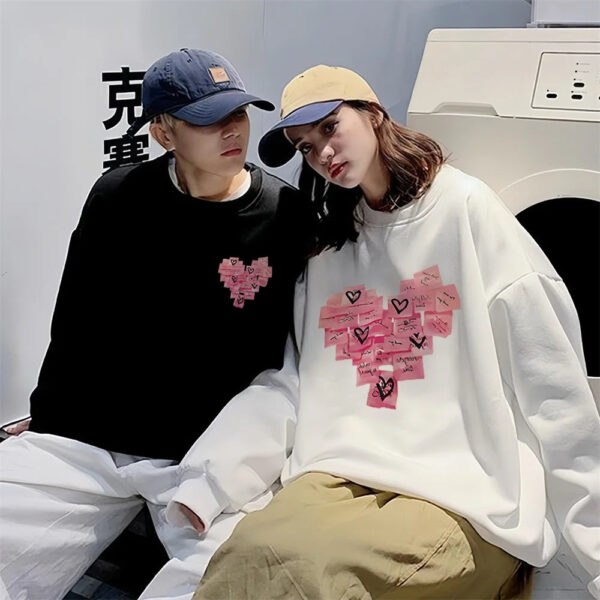 Pink Love Heart Couple Hoodies